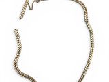 a gold chain necklace with a snake clasp on a white background
