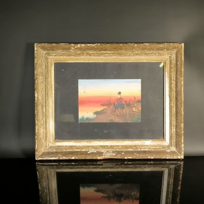 la photo d'une photo représentant un coucher de soleil, dans un cadre