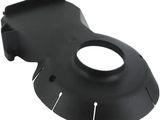 a close up of a black plastic object on a white background
