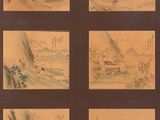 chinese painting of a series of nine scenes of a mountain landscape