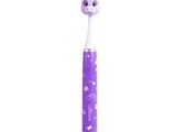 une brosse à dents violette surmontée d'une tête de licorne