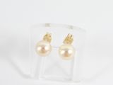 the pearl earrings are in a clear box on a white surface