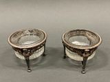 pair of antique silver plated bowls on stand