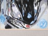 a picture of a painting of a black and white cat