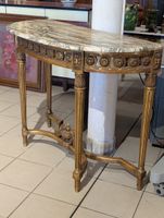 Console demi-lune style Louis XVI en bois doré, plateau marb… (photo 6)