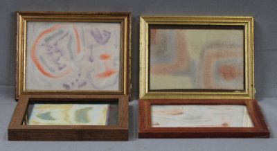 two framed pictures of a painting and a picture of a painting