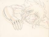 drawing of a man laying down with his head on his hands