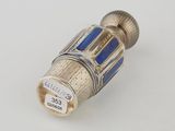a silver and lapis - plated lighter with blue enamel in the form of a cylinder