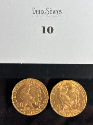 a pair of gold coins from the french empire