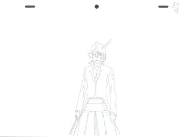 drawing of a man in a suit with a sword in his hand