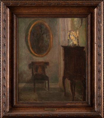 Povl Friis NYBO (1869-1929) Intérieur nocturne au buste, 192…