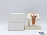 michael kors rose gold watch with brown leather band and box