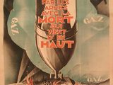 an old french poster of a balloon being flown over a ship