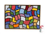 peinture représentant un motif de vagues multicolores sur fond blanc