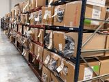 many boxes on the shelves in the warehouse