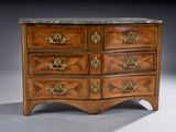commode ancienne avec dessus en marbre et poignées en laiton