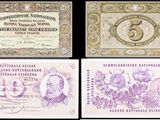 quatre billets de banque différents portant l'image d'un homme et d'une femme