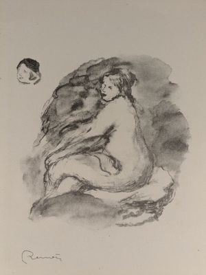 une image représentant le dessin d'une femme assise sur un rocher