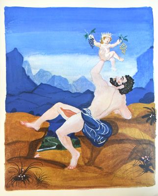 un tableau représentant un homme et une femme dans le désert