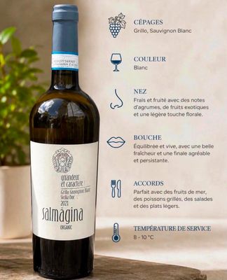 une bouteille de vin posée sur une table à côté d'une plante en pot