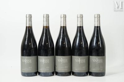 six bouteilles de vin sont alignées sur une surface blanche