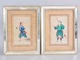 pair of chinese watercolor paintings of a man and a woman