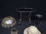 a hat and other items that are on a table
