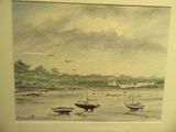 une photo d'une aquarelle représentant des bateaux sur l'eau