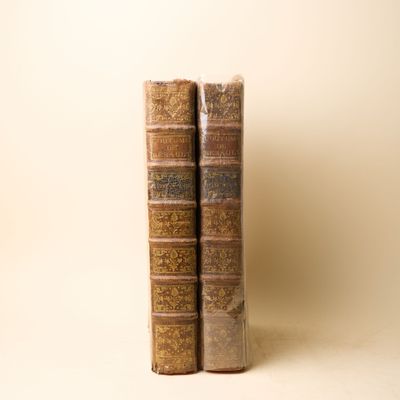 deux vieux livres posés l'un sur l'autre sur une table