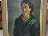 portrait of a woman in a green dress, oil on canvas, signed and dated