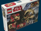 a box of lego star wars sets on a blue background
