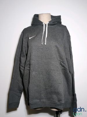 a grey hoodie with a white nike logo on it