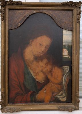 une image d'un tableau représentant une femme tenant un bébé dans ses bras