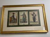 three framed pictures of men in historical clothing are hanging on a wall