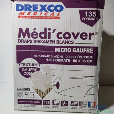 packaging of a box of medi cover with a purple and white design