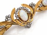 an oplite and diamond broochle, by van cleef