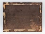 an old wooden picture frame on a white surface with a white background