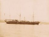 an old photo of a large ship in the water