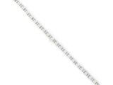 a close up of a white beaded bracelet on a white background