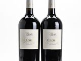 deux bouteilles de vin rouge posées l'une à côté de l'autre sur une surface blanche