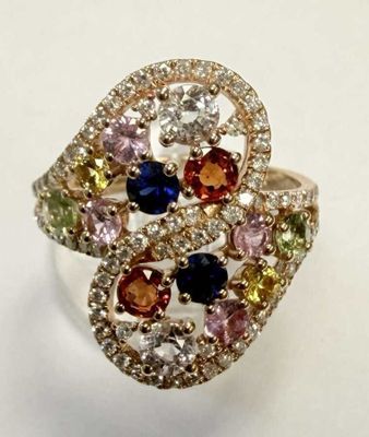 Bague Cocktail en or rose 750°/.
