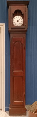 Pendule de parquet, mouvement émaillé. H : 260. (Manque balancier