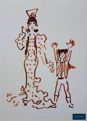 un dessin représentant une femme et un enfant sur un fond blanc