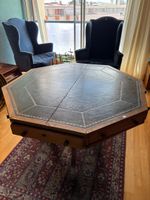 Table de bibliothèque octogonale, en bois et placage, platea…