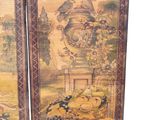 pair of asian paintings of birds and flowers on a wall
