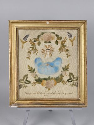 une vieille photo d'une image représentant un oiseau entouré de fleurs