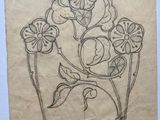 a drawing of a bunch of flowers sitting on top of a piece of paper