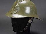 a close up of a helmet on a mannequin head