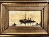 an image of a painting of a boat in a body of water