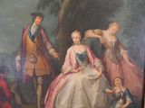 a painting of a man and a woman with a child
